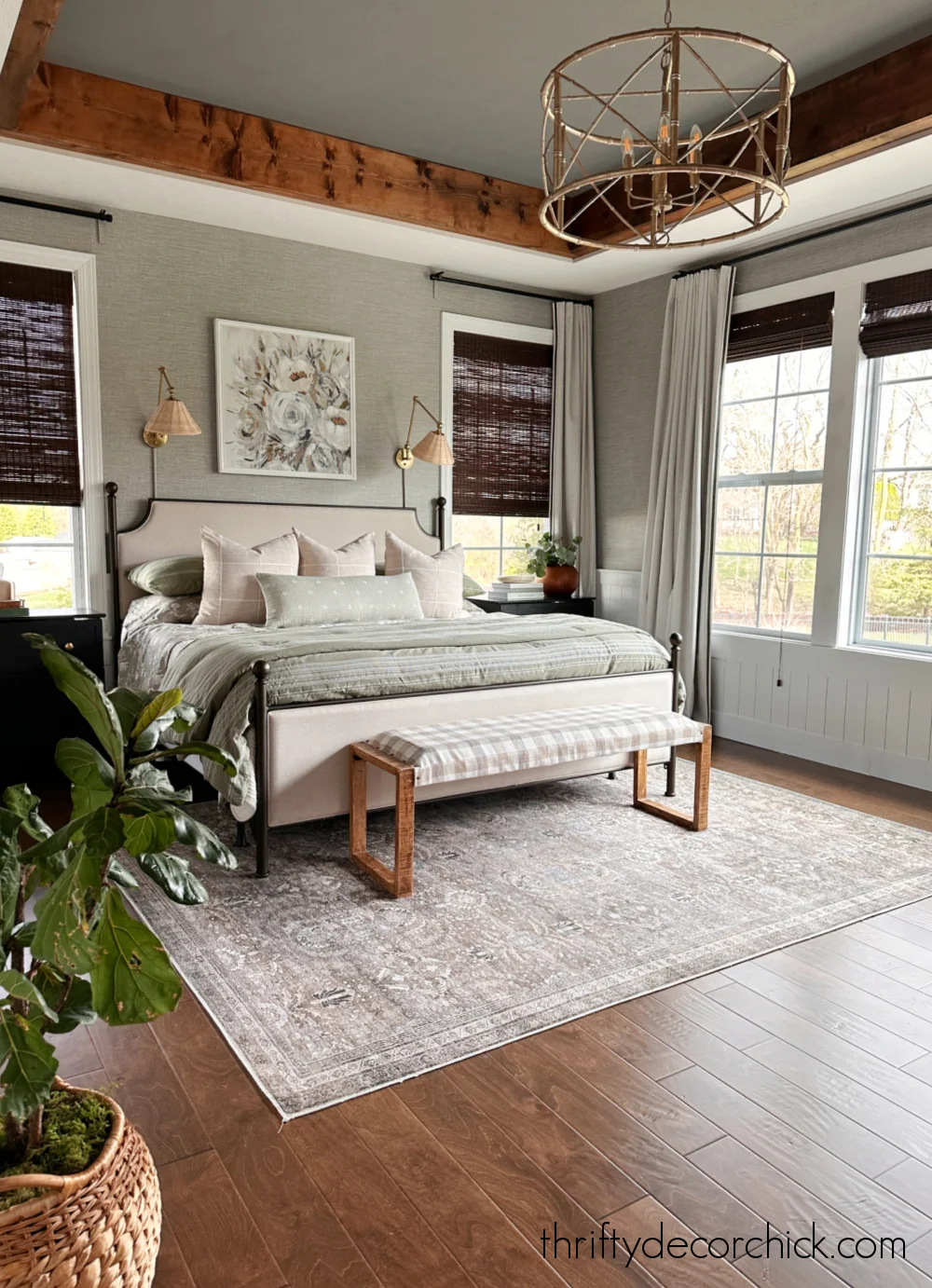 neutral cottage inspired bedroom