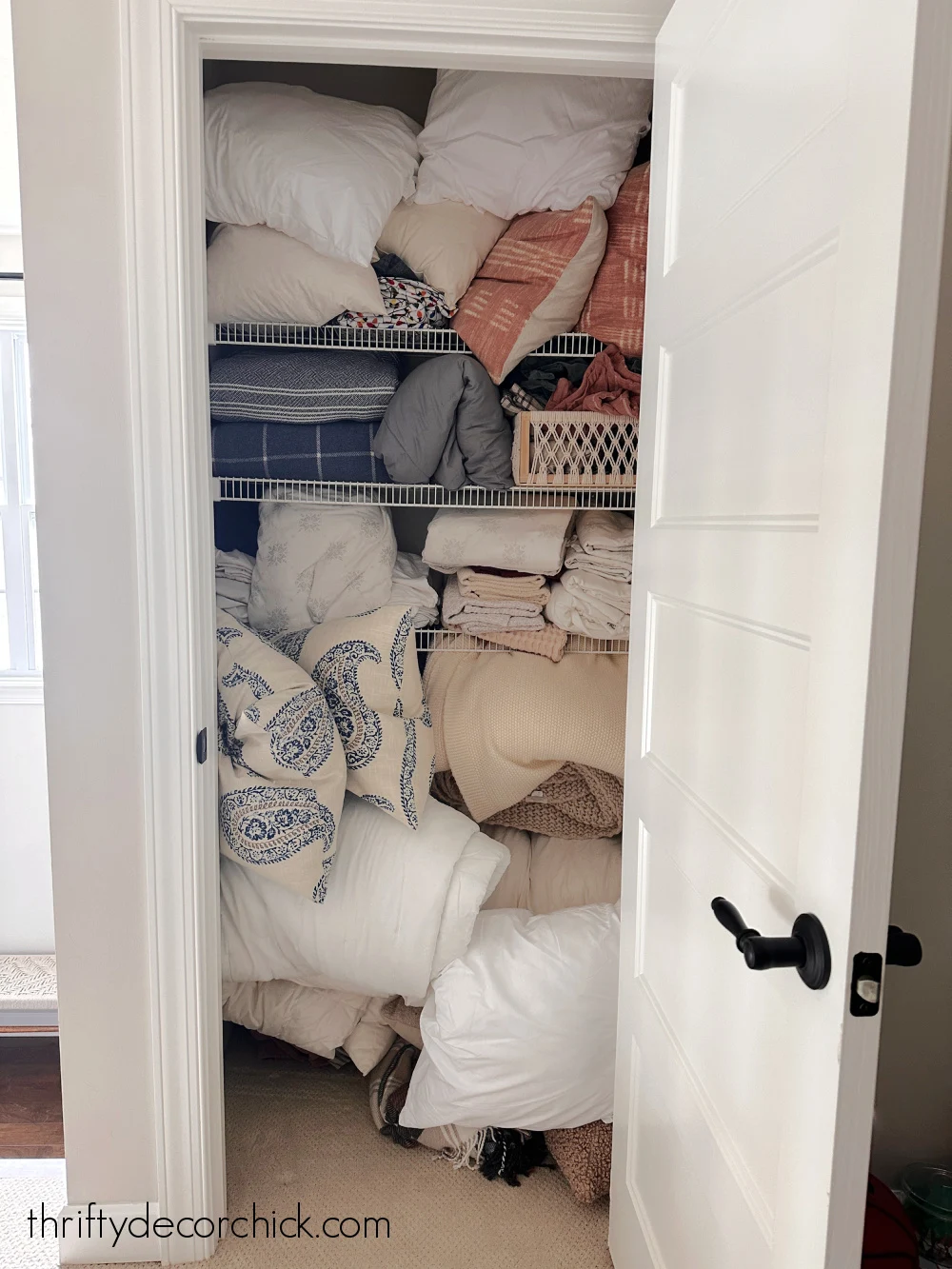 messy linen closet